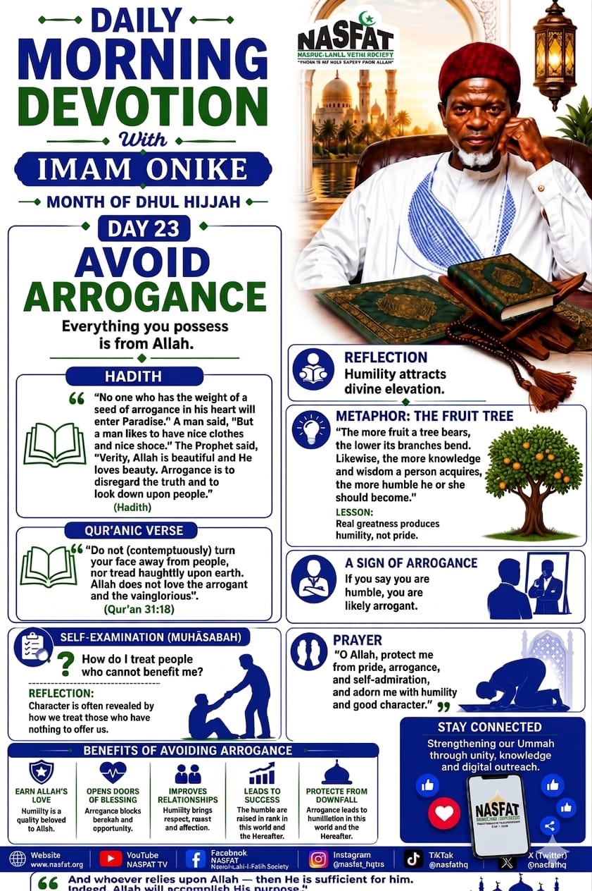 Daily Morning Devotion with Imam Onike — Day 23: Avoid Arrogance