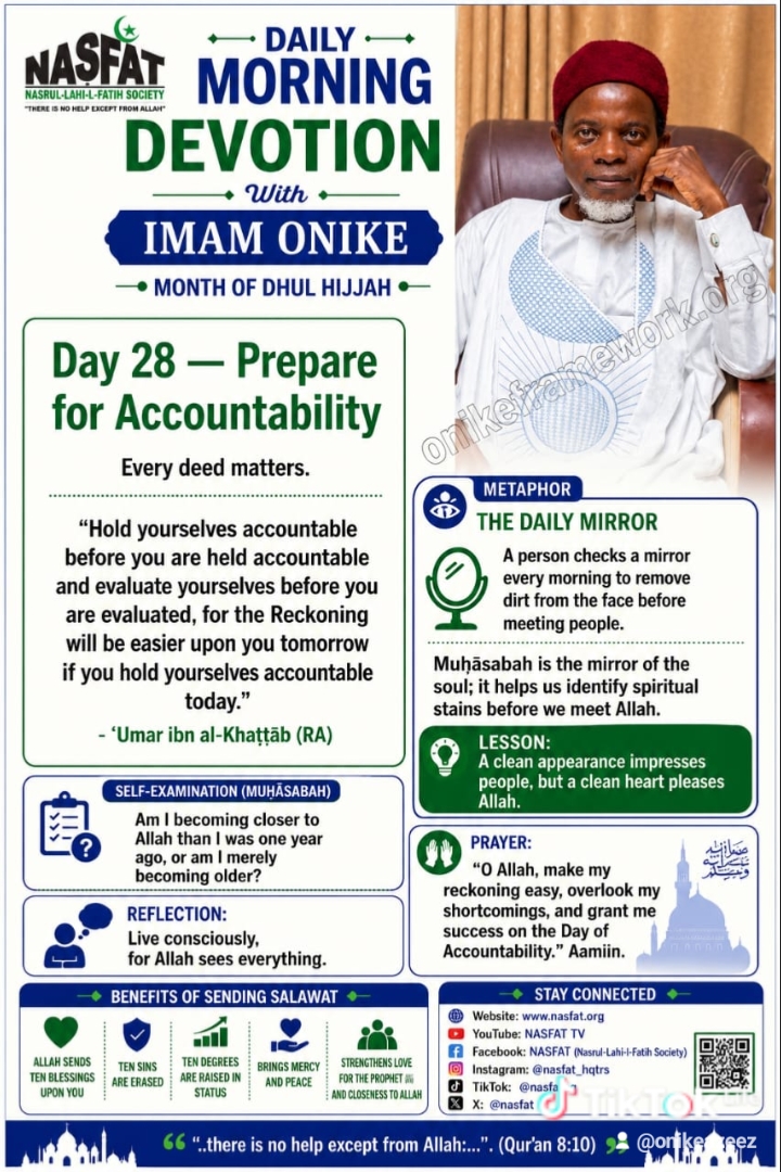 Daily Morning Devotion with Imam Onike — Day 28: Prepare for Accountability