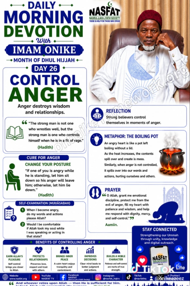 Daily Morning Devotion with Imam Onike — Day 26: Control Anger