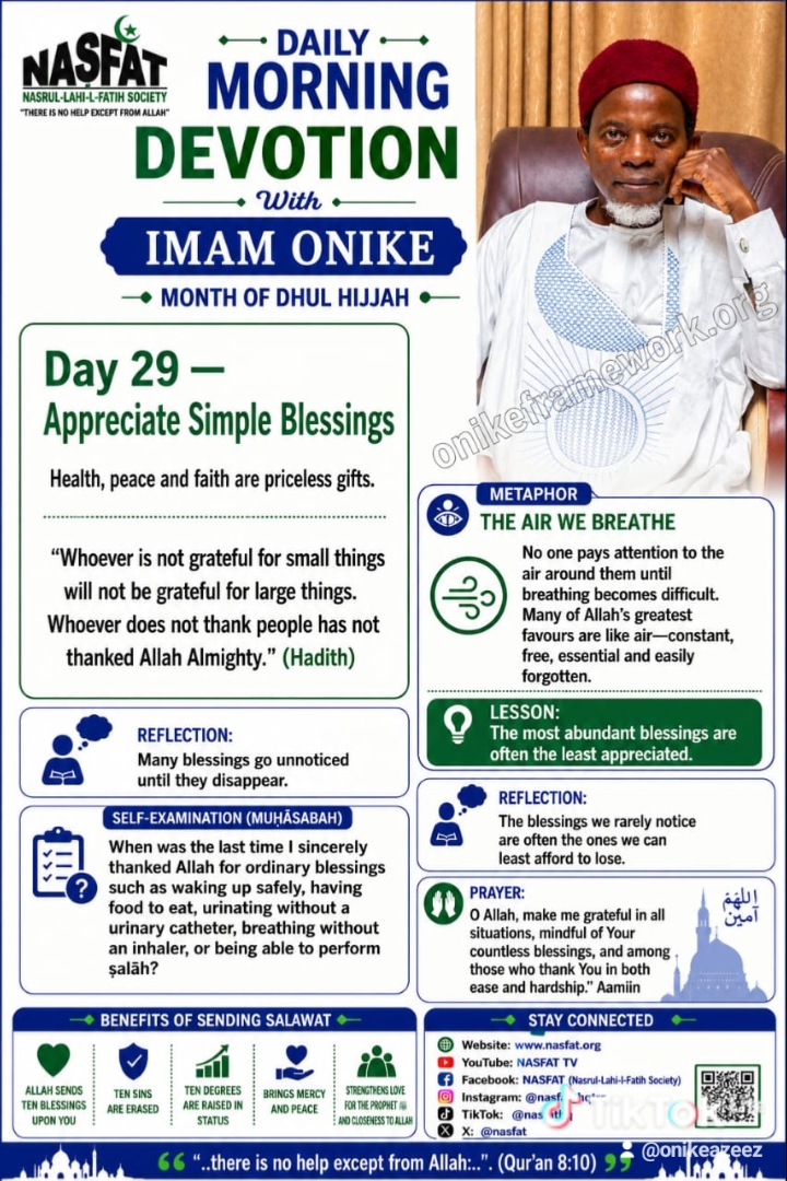 Daily Morning Devotion with Imam Onike — Day 29: Appreciate Simple Blessings